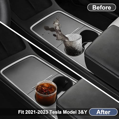 Portavasos para Tesla Model 3/Y 2021-2024 de silicona negra miniatura 2