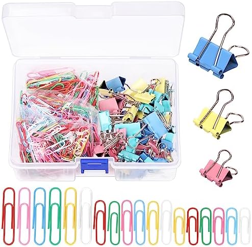 GLARKS 351Pcs Colored Office Clips Set, Assorted Size & Color Binders ...