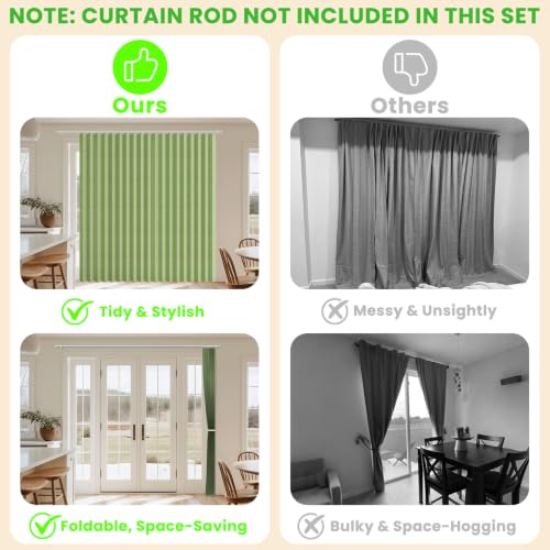 Image of AJAZZ Blackout Accordion Door Curtain 1 Panel 98 inchx78 inch Green - Magnetic Folding Room Divider, No-Drill Sliding Patio Closet
