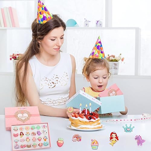 Image of STAR WORK Little Girl Jewel Rings in Box, Adjustable, No Duplication, 24 pcs Girl Pretend Play and Dress Up Rings For Up To 12 Years