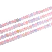 Adabele 15 Inch Natural Morganitge Beryl Healing Gemstone 4mm 0.16 Inch Tiny Small Faceted Round Loose Beads Stone Spacer 85-95pcs for Craft Jewelry Making GK4-10
