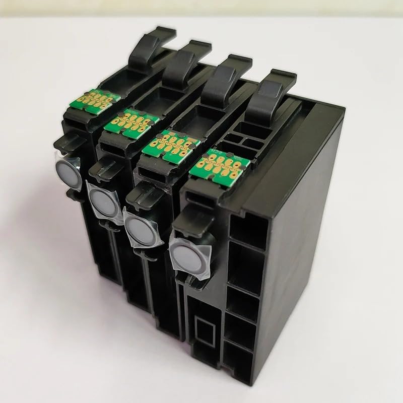 Bottom view of ink cartridges showing electronic chips