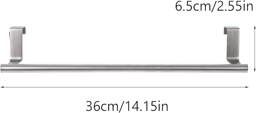 Miniatura 3 de Toallero de acero inoxidable para colocar sobre la puerta, 2 piezas, soporte para toallas de baño, utensilios de cocina y más, resistente al óxido y