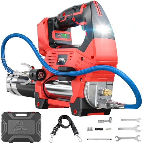 DIYtoolifz Cordless Grease Gun Compatible with Milwaukee 18V Battery 12000PSI High Pressure 3-Speed&Brushless Motor 9oz/min Flow 2-in-1 for Cartridge/Bulk Grease 39.4Hose&4 Couplers(Tool Only)