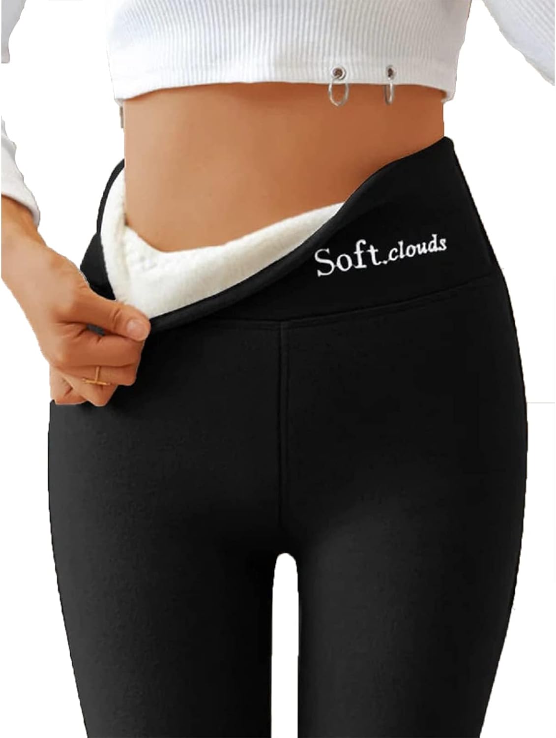 Soft Clouds Fleece Leggings for Women Winter, Fleece Lined Leggings Women, Slim Casual Warm Winter Solid Pants