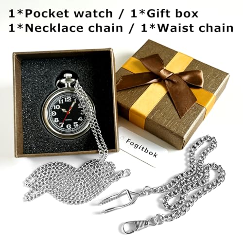 Image of Vintage Quartz Pocket Watches for Men with Chains, Analog Pocket Watch for Women, Gifts for Dad /Grandpa Gifts for Him for Birthday