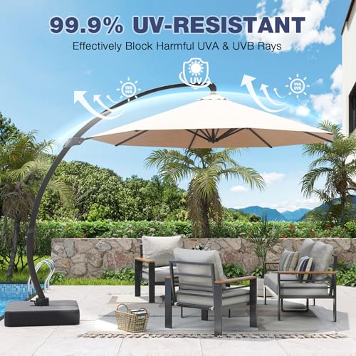 Image of Aoxun Aluminum Patio Furniture Set with Umbrella 4 Seats, Oversized Outdoor Sectional with Washable Thick Cushions, Coffee Table, Patio Conversation Sets for Porch, Balcony, Deck