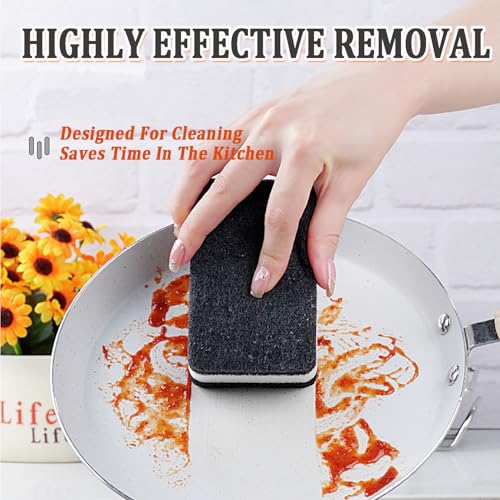 Image of Taeku Natural Kitchen Sponge, 6 Pack Heavy Duty Scrub Cellulose Sponge Premium Multifunction Eco Friendly Cleaning Sponges for Dishes (Black)