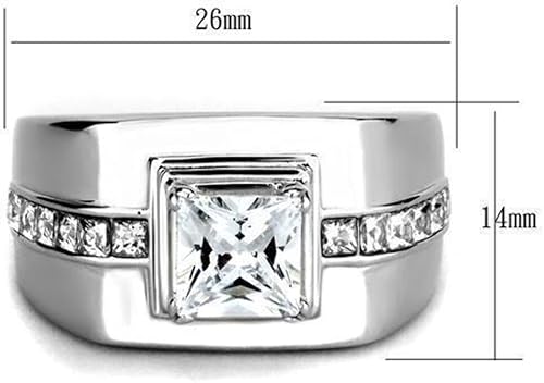 Miniatura 2 de Anillo Color Plata Para Hombres y Ninos de Acero Inoxidable Corte Princesa 9