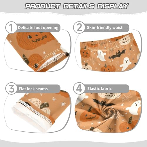 Girls Leggings Halloween Pumpkin Ghost Kids Length Leggings Pants Toddler Athletic Soft Bat Orange Tights Trousers 4T3