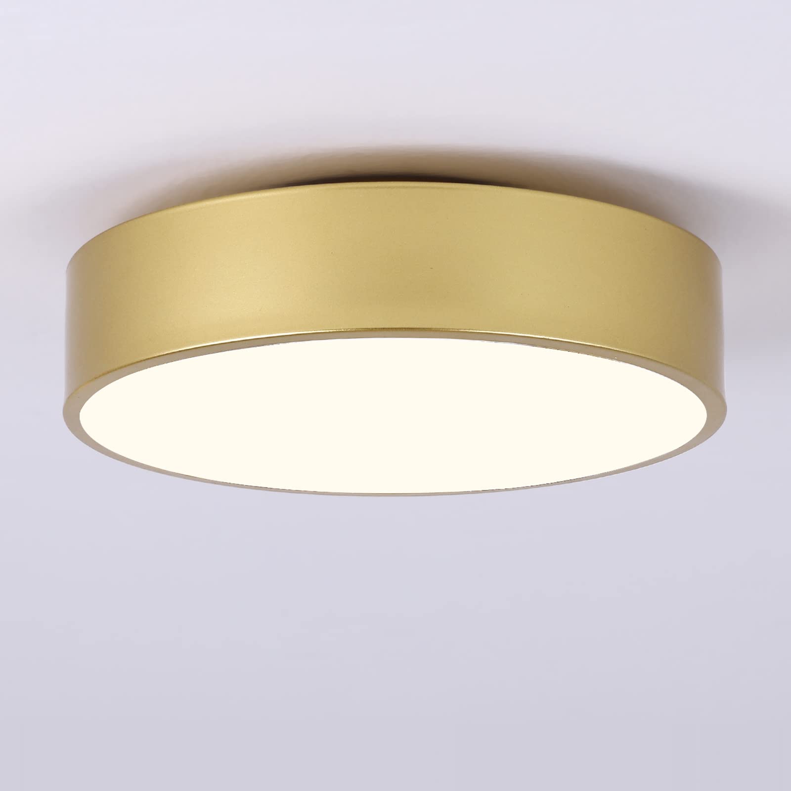 Industrial 2-Light Flush Mount Ceiling Light Fixture, Modern Farmhouse Lighting Matte Gold, Rustic Close to Ceiling Lamp for Kitchen Bedroom Living Room Bathroom Hallway Entryway