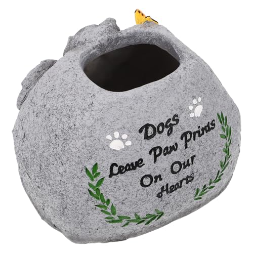 Lápida para perro pintada a mano en resina como maceta conmemorativa de exterior 2