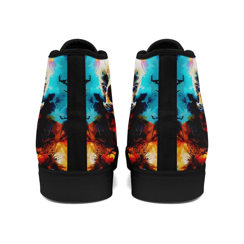 High Top Canvas Sneakers for Men Women Skull Printed Fashion Shoes Lace up Casual Walking Sneaker4