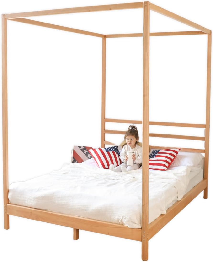 BUSY WOOD Montessori Toddler Bed with Legs - Teenage Bedframe - Scandinavian Bed - Toddler Bed Frame - Twin Bed for Kids - Full Size Bed Frame - Montessori Bed - Queen Bed for Toddlers (Model 8)