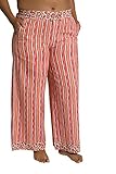 Ulla Popken Damen große Größen Übergrößen Plus Size Pyjamahose, Blüten, Streifen, Taschen paprikarot 46+ 804466520-46+