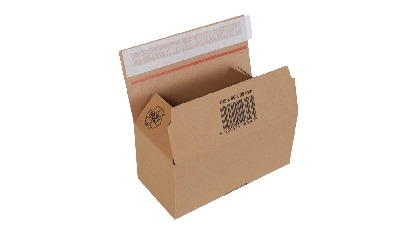 210x Automatikbodenkarton Automatikkarton DHL Paket S 200 x 100 x 102 mm Selbstklebestreifen Braun 195 x 95 x 90 mm (Innenmaß), Blitzbodenkarton