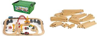 Brio 33097 Cargo Railway Deluxe Set | 54 Piece Train Toy with Accessories and Wooden Tracks for Kids Age 3 and Up & World Expansion Pack Intermediate | Wooden Train Tracks for Kids Age 3 and Up