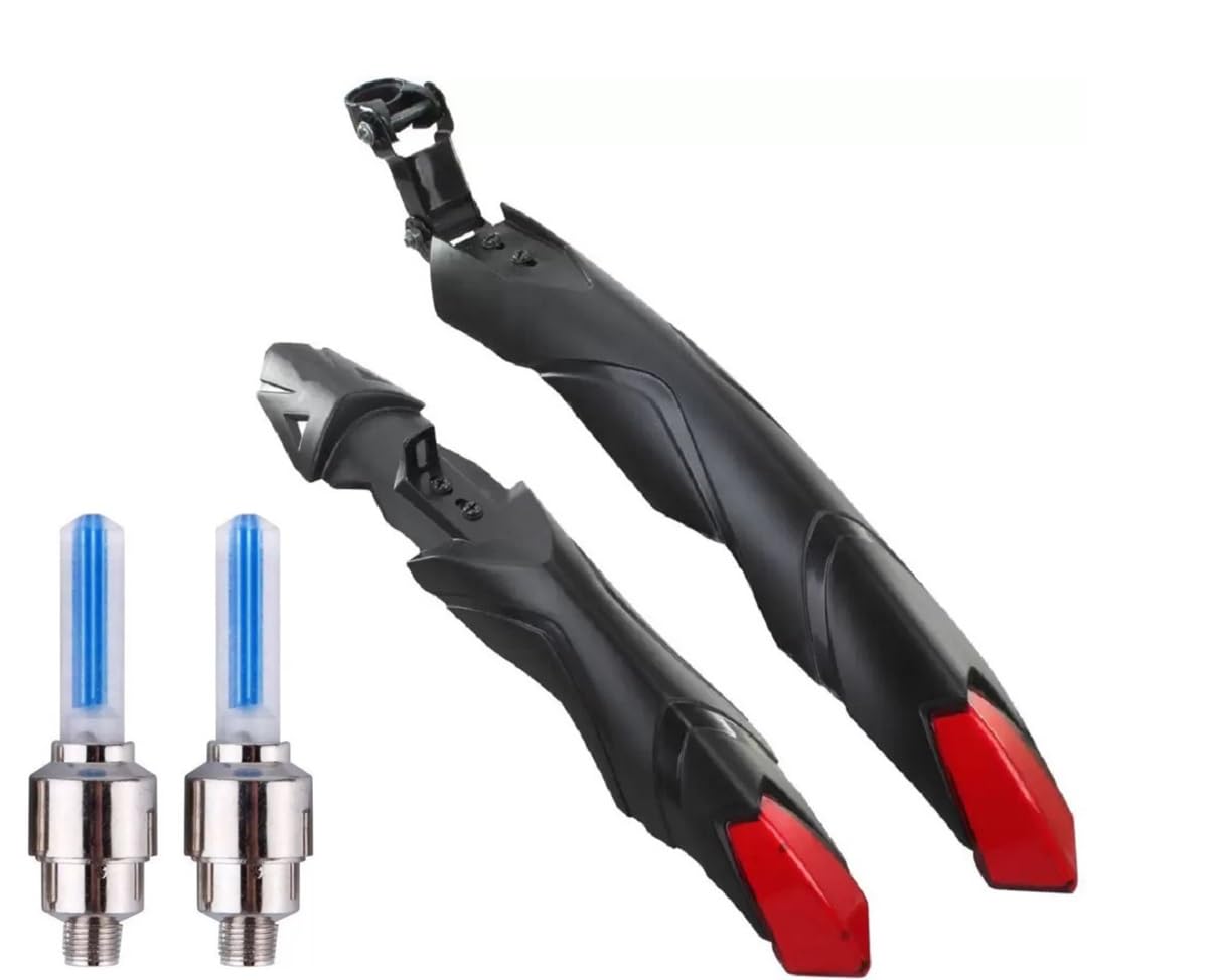 ABC Bicycle Front & Rear Mudguard with Night Reflector + Valve Light (Red) (B0CNWLJVJG) Amazon Price History, Amazon Price Tracker
