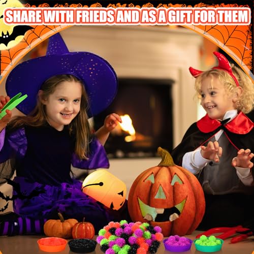 Image of Leitee 71 Pcs Sensory Bin Filler,Black,Halloween | Hedge Balls Tweezers Clips Cups, Fine Skills Toys Set for Kids Counting Sorting, Sensory Bin Tools Preschool Learning