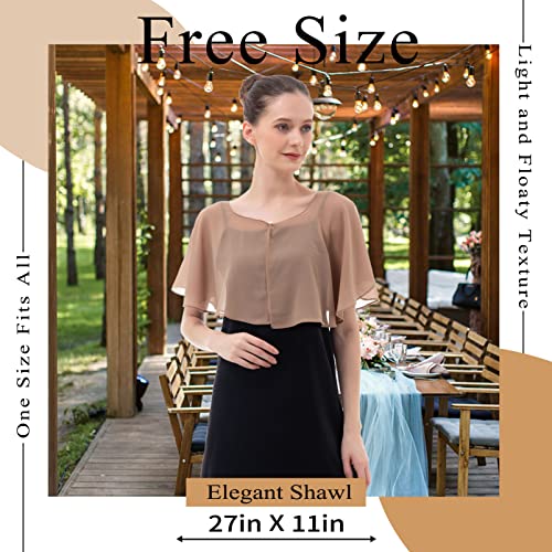 Genovega Soft Chiffon Shawl Wraps Shrug Capelet for Evening Dress Wedding Cape Cover Up for Women Gold Shawls2