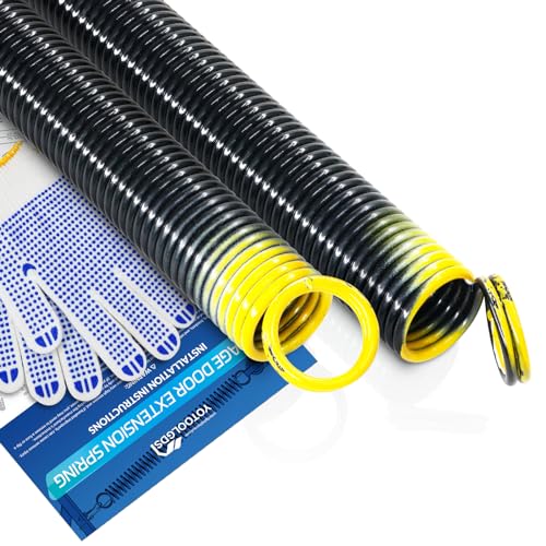 YoTooLGDS Pair of 130 lbs Heavy Duty Garage Door Extension Springs Stretch Springs, 25” Long, Double Loop Ends, High Precision Electrophoresis Black Coated,MIN 16,000 Cycles,for 7ft High Garage Doors