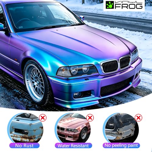 Image of VINYL FROG Chameleon Car Wrap 11.81 inchx60 inch Purple to Blue Matte Metallic Vehicle Film Stretchable Air Release Car Wrap Vinyl for DIY Decals