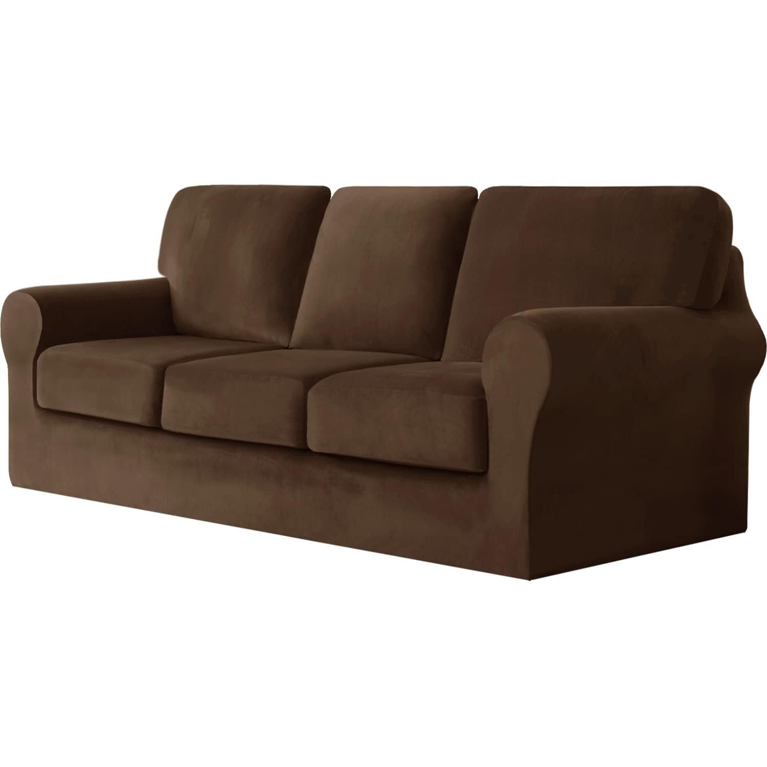 SDYdsgE sofa cover， Stretchy 2 Seater Sofa Cover with Separate Cushions and Backrest Covers Nero Fits 3 Posti(Caffè Scuro.)