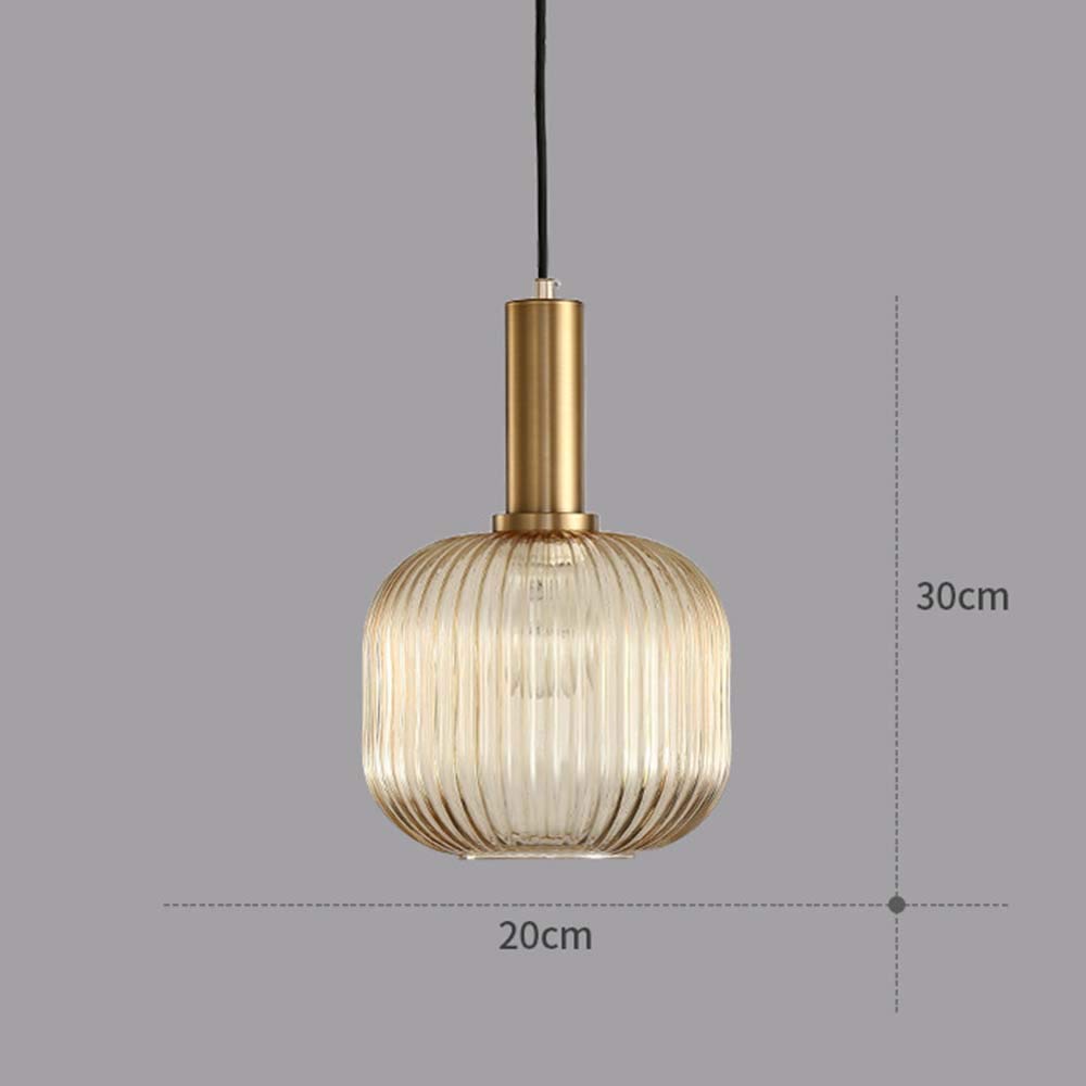 Lampada a sospensione moderna, lampada a sospensione in vetro ambrato con portalampada in rame dorato