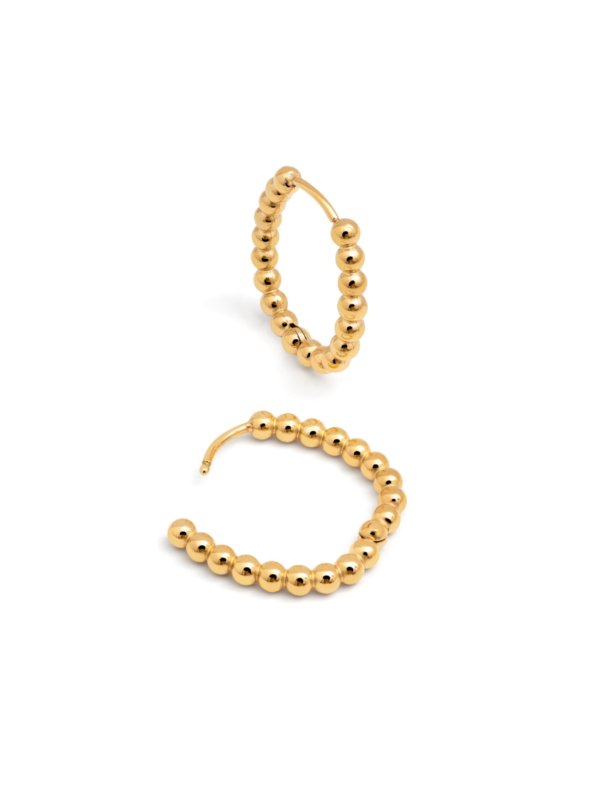 SINGULARU - Pendientes Dana Dots. Acero con Acabado en Baño Oro de 18Kt. Aro Ovalados con Cierre Congo/Click. Joyas para Mujer