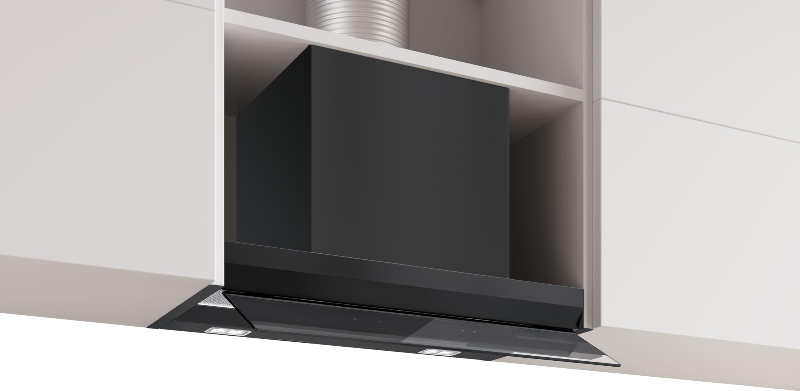 Serie 6, cappa di design integrato, 60 cm, vetro trasparente nero stampato, nero opaco, DBB67DP60