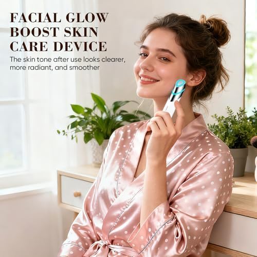 4-in-1 Facial Device, Microcurrent Face Massager with Heat Therapy & Vibration, LED Light, and Boosting Serum Absorption
