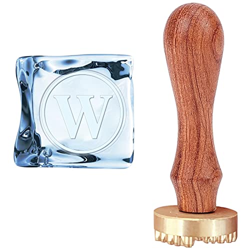 CRASPIRE W Ice Stamp Letter Ice Cube Stamp Ice Branding Stamp with Removable Brass Head & Wood Handle Vintage Ice Stamp for DIY Crafting Cocktail Whiskey Mojito Drinks Bar Making