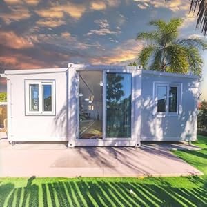 20FT Tiny Houses, Prefab Homes, Equipped with Bedroom, Bathroom and Kitchen, Prefabricated Container House Designed Specifically for Adults, Expandable Container House