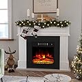 oneinmil 43" Electric Fireplace with Mantel, Farmhouse TV Stand with 18’’ Electric Fireplace Heater, 3D Realistic Flame, Fireplace for Bedroom, Living Room, White