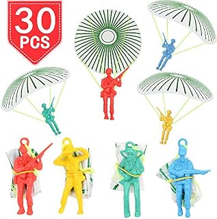 PROLOSO Vinyl Paratroopers Plastic Warrior Figures Mini Parachute Men Airborne Action Figures Party