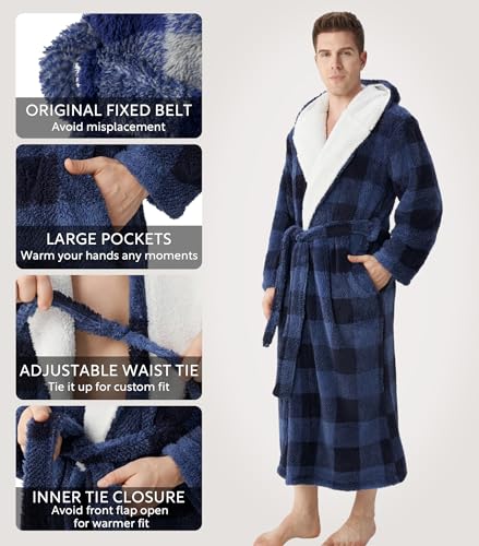 Image of DAVID ARCHY Men's Soft Fleece Plush Robe Full Length Long Bathrobe