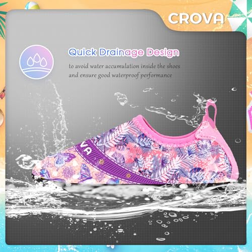Image of CROVA Toddler Kids Water Shoes Quick Dry Aqua Socks Non-Slip Barefoot Sports Shoes for Boys Girls Toddler