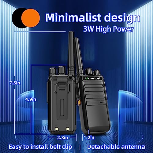 Wanneton Rechargeable Walkie Talkies Long Range,Waterproof Gmrs Handheld Radio 1500Mah Li-Ion Battery, Walkie Talkies For Adults With Vox Scan Blc Programmable, Gmrs Two Way Radio（4 Pack） #TOP2