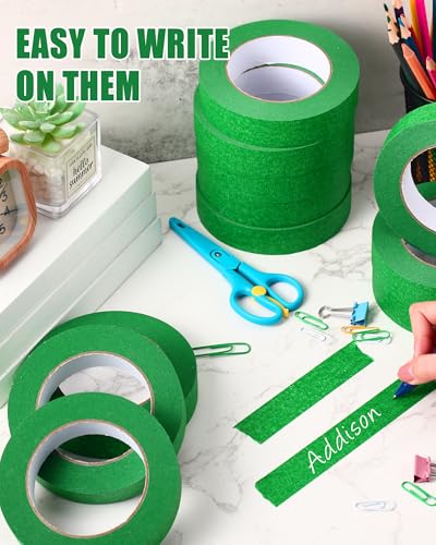 Image of Fainne 40 Pcs Green Painters Masking Tape Bulk 1 Inch x 55 Yard, General Purpose Paint Band Removable Adhesive Tape Multi Surface Roll for Painting Labeling School Supplies