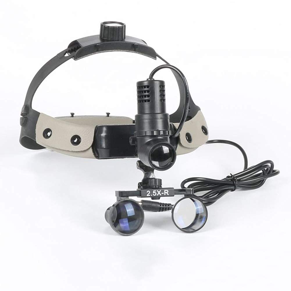 asdchZen Dental Loupes Dental Surgical Binocular Loupes 3.5X Magnifier 3W Dental Led Surgical Headlight Leather Headband Loupe With Light