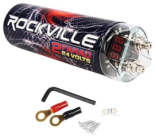 Rockville Rxc2d 2 Farad Stiffening Power Capacitor With Led Digital Volt Meter