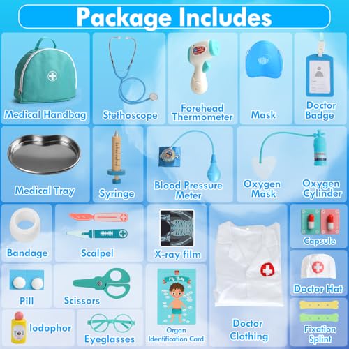 Lehoo Castle Arztkoffer Kinder, Doktorkoffer Kinder, Arztkoffer mit Menschlichen Organmodellen, Arztkoffer Kinder ab 3-8 Jahre, Spielzeug ab 3 Jahre