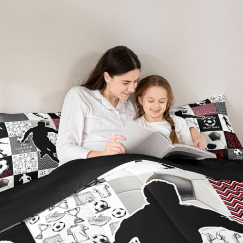 Image of Feelyou Soccer Comforter Set Twin Size 2 Pcs Kids Boys Girls