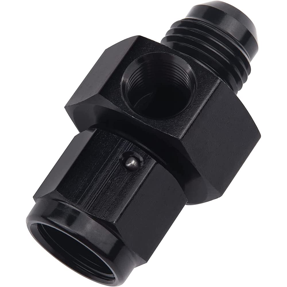 MASO Raccordo per decollo pressione carburante, in lega di alluminio nero, raccordo per decollo della pressione del carburante, AN6/AN8/AN10 maschio a -6/-8/-10 femmina con manometro/porta manometro