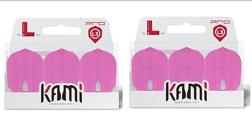 LSTYLE Dart Flights - L3 PRO KAMI Shape - Pink | 2-Pack (6 Flights) | for Soft & Steel Tip Darts