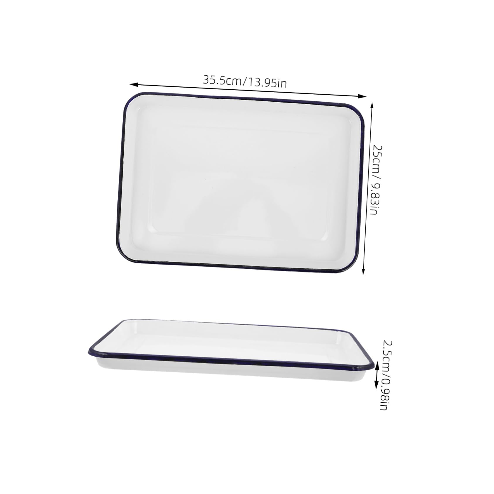 OUNONA Retro Rectangle Baking Pan Heat Resistant Easy to Clean Capacity for Cakes Cookies and Grilling Stylish Kitchen Food Serving Dish White