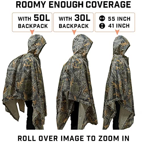 Loogu Rain Poncho, Waterproof Camouflage Rain Coat Outdoor Camo Shelter Ground Sheet #TOP4