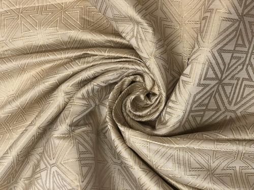 Tissu brocart de soie tissé main | Jacquard géométrique doré d'exception BRO1116