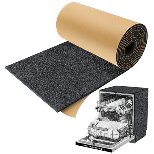 TroyStudio Dishwasher Sound Insulation Blanket 13 x 196 x 0.16 Self-Adhesive Tear-Resistant XPE Foam Sheet Noise Cancelling Heat Shield Machine Soundproof Cover Waterproof & Anti-Vibration Wrap
