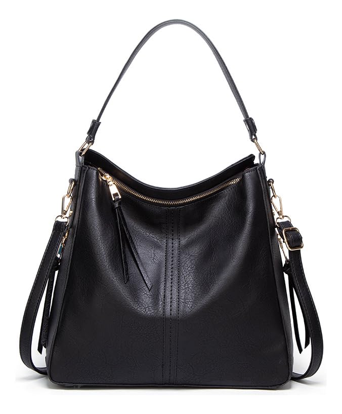 Bolsa Grande Feminina Transversal Moderna Luxo E Carteira (Preto)